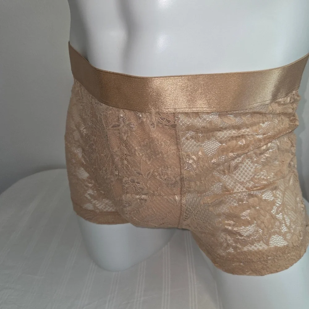 Cosabella Mens Never Say Never Lace Boxer Briefs Tan Brown Sheer Underwear